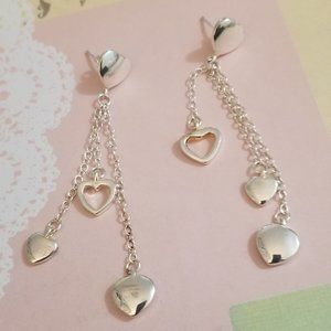 Three Heart Dangle Earrings